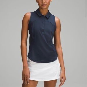 NWT: Lululemon Quick-Dry Sleeveless Polo Shirt; Navy Blue; size 4